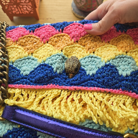 Kurt Geiger Vibrant Crochet Fringe Shoulder Bag - Picture 2 of 4